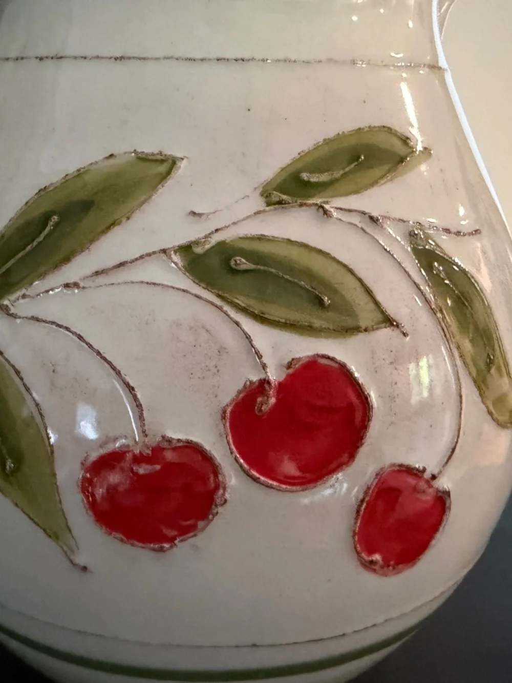 Crate and Barrel Ceramic Water Juice Pitcher CHERRY MADE IN ITALY